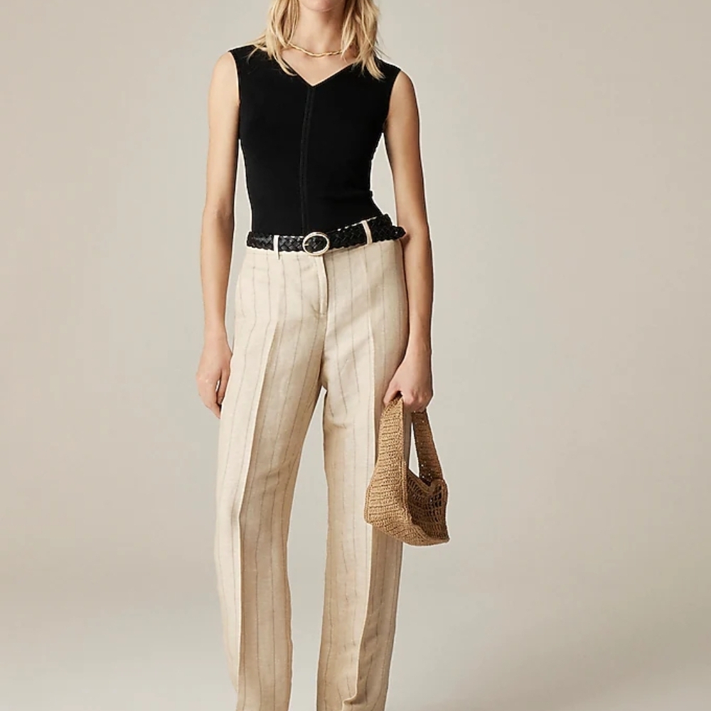 J. Crew Blue and Cream Straight Leg Pants with Tailored Fit